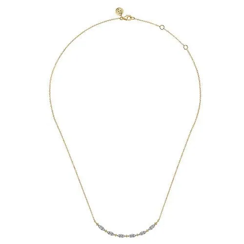 GABRIEL CO. 14K Yellow Gold Curved Bujukan Bar Diamond Necklace Necklaces