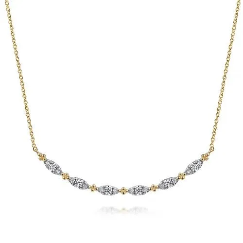 GABRIEL & CO. 14K Yellow Gold Curved Bujukan Bar Diamond Necklace | Necklaces