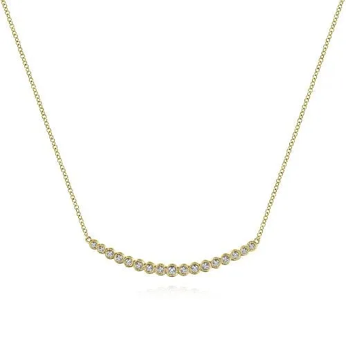 GABRIEL CO. 14K Yellow Gold Curved Diamond Bar Necklace Necklaces