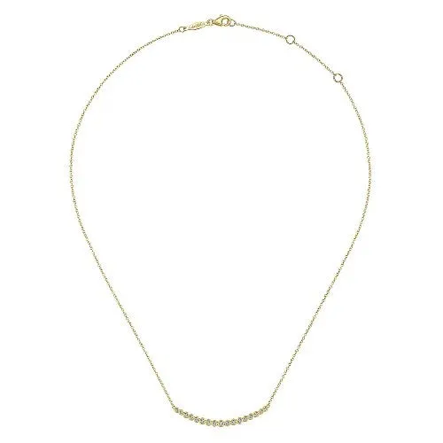 GABRIEL & CO. 14K Yellow Gold Curved Diamond Bar Necklace | Necklaces