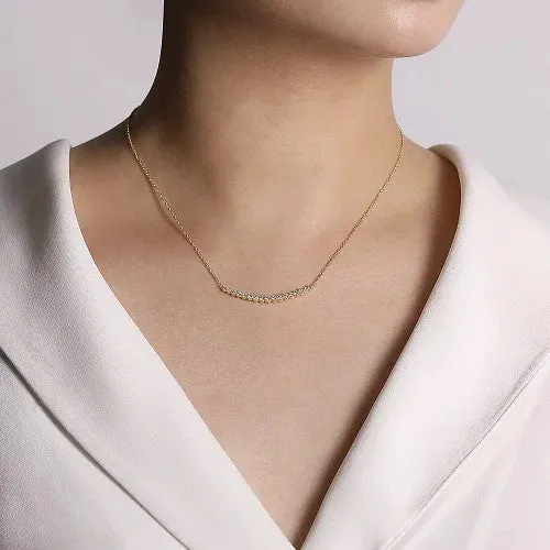 GABRIEL & CO. 14K Yellow Gold Curved Diamond Bar Necklace | Necklaces