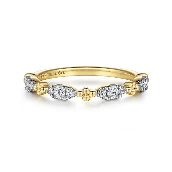 GABRIEL CO. 14K Yellow Gold Diamond Marquise Shape Bujukan Stackable Ring Rings