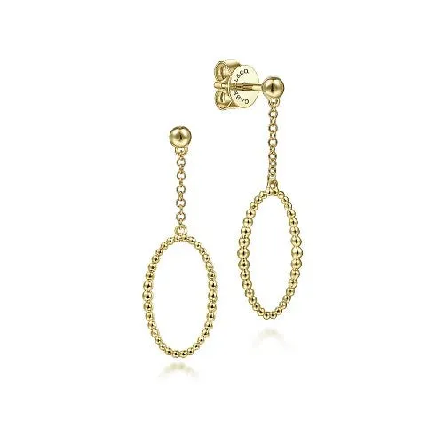 GABRIEL CO. 14K Yellow Gold Long Bujukan Oval Drop Earrings Earrings