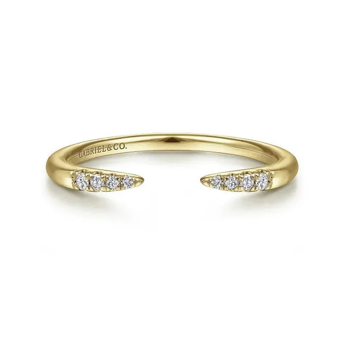 GABRIEL CO. 14K Yellow Gold Open Diamond Tipped Stackable Ring Rings