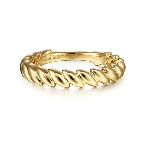 GABRIEL CO. 14K Yellow Gold Tilted Leaf Ring Rings