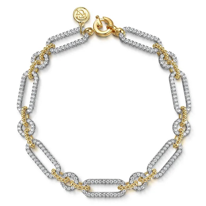 GABRIEL CO. Bracelets 14K White and Yellow Gold Diamond Bujukan Link Bracelet