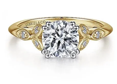 GABRIEL CO. Celia - 14K White-Yellow Gold Round Diamond Engagement Ring (setting only) Rings