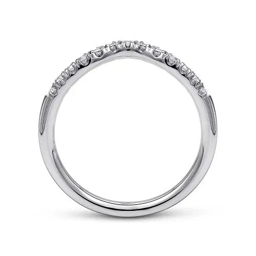 GABRIEL & CO. Chambery - Curved 14K White Gold French Pave Diamond Wedding Band - 0.25 ct | Rings