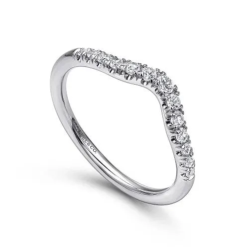 GABRIEL & CO. Chambery - Curved 14K White Gold French Pave Diamond Wedding Band - 0.25 ct | Rings