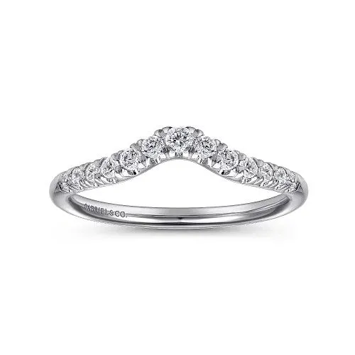 GABRIEL & CO. Chambery - Curved 14K White Gold French Pave Diamond Wedding Band - 0.25 ct | Rings