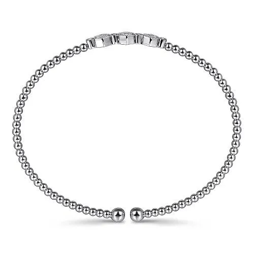 GABRIEL & CO. Charm Necklaces | 14K White Gold Bujukan Bead and Hexagon 0.13cttw Cluster Diamond Bangle