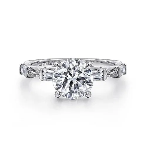 GABRIEL CO. Dariella - 14K White Gold Round Diamond Engagement Ring (Setting Only) Rings