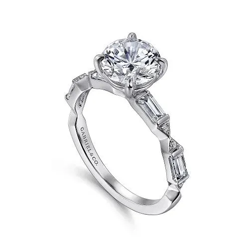 GABRIEL & CO. Dariella - 14K White Gold Round Diamond Engagement Ring (Setting Only) | Rings