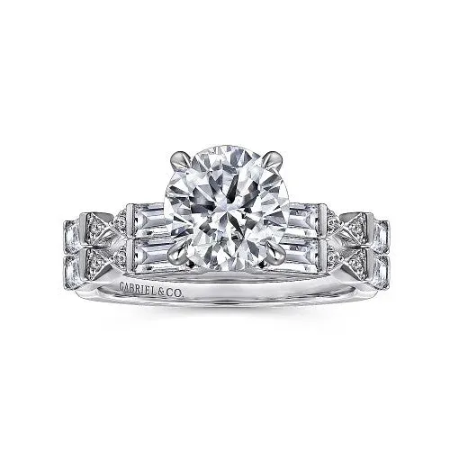 GABRIEL & CO. Dariella - 14K White Gold Round Diamond Engagement Ring (Setting Only) | Rings