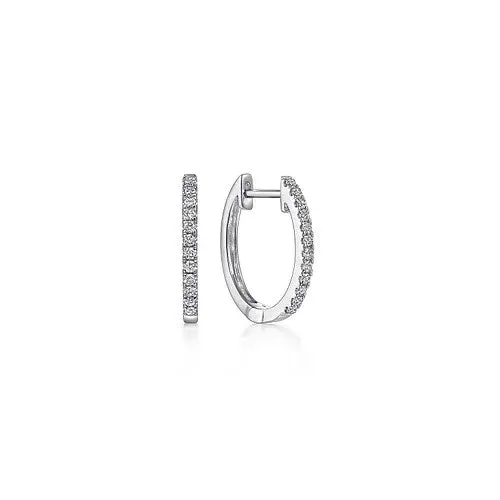 GABRIEL CO. Earrings 14K White Gold Diamond Classic Huggie Earrings in 15mm