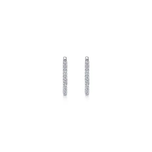 GABRIEL & CO. Earrings | 14K White Gold Diamond Classic Huggie Earrings in 15mm