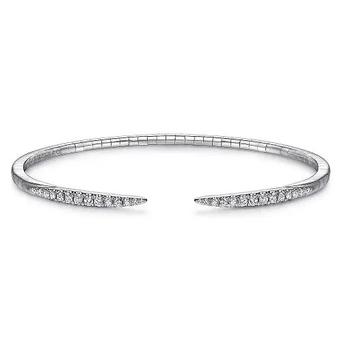 GABRIEL CO. Earrings 14K White Gold Split Diamond Spike Bangle