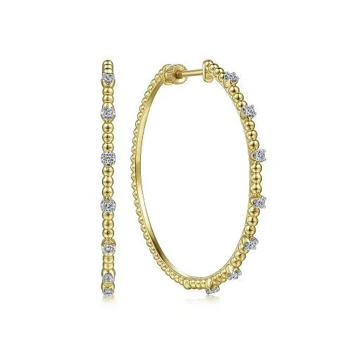 GABRIEL CO. Earrings 14K Yellow Gold 40mm Diamond Classic Hoop Earrings