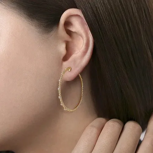 GABRIEL & CO. Earrings | 14K Yellow Gold 40mm Diamond Classic Hoop Earrings