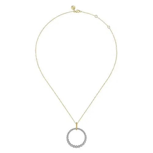 GABRIEL & CO. Necklaces | 14K White and Yellow Gold Diamond Bujukan 30mm Drop Necklace