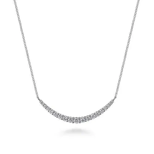 GABRIEL CO. Necklaces 14K White Gold Prong Set Diamond Bar Necklace