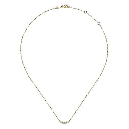 GABRIEL & CO. Necklaces | 14K Yellow Gold Curved Round Diamond Bar Necklace