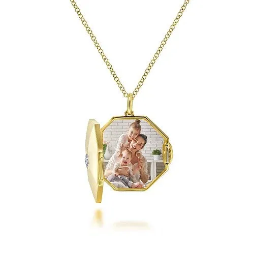 GABRIEL & CO. Necklaces | 14K Yellow Gold Octagonal Locket Necklace with Diamond Star Center