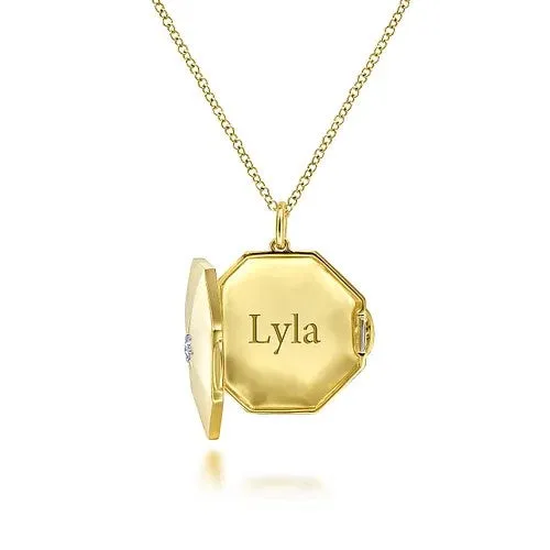 GABRIEL & CO. Necklaces | 14K Yellow Gold Octagonal Locket Necklace with Diamond Star Center