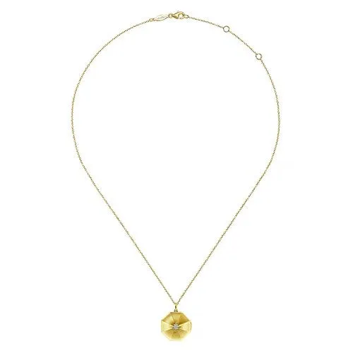 GABRIEL & CO. Necklaces | 14K Yellow Gold Octagonal Locket Necklace with Diamond Star Center