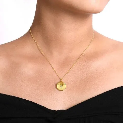 GABRIEL & CO. Necklaces | 14K Yellow Gold Octagonal Locket Necklace with Diamond Star Center