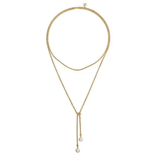 GABRIEL & CO. Necklaces | 14K Yellow Gold Pearl Wrap Around And Tie Necklace