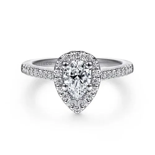 GABRIEL CO. Paige - 14K White Gold Pear Shape Halo Diamond Engagement Ring (Setting Only) Rings