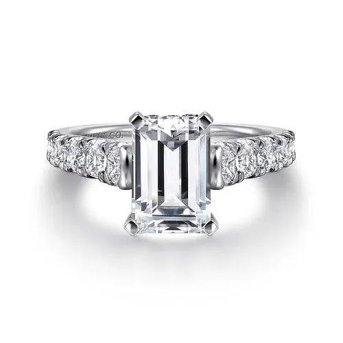 GABRIEL CO. Piper - 14K White Gold Emerald Cut Diamond Engagement Ring (Setting Only) Rings