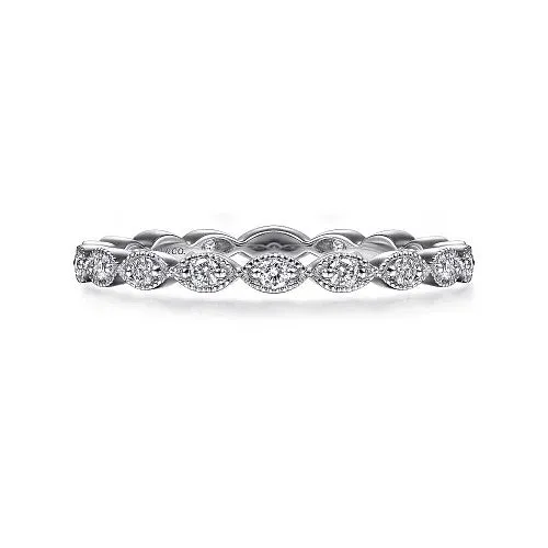 GABRIEL CO. Rings 14K White Gold Marquise Station Diamond Stackable Ring