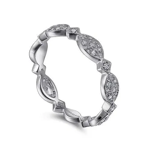 GABRIEL & CO. Rings | 14K White Gold Marquise Station Pave Diamond Stackable Ring