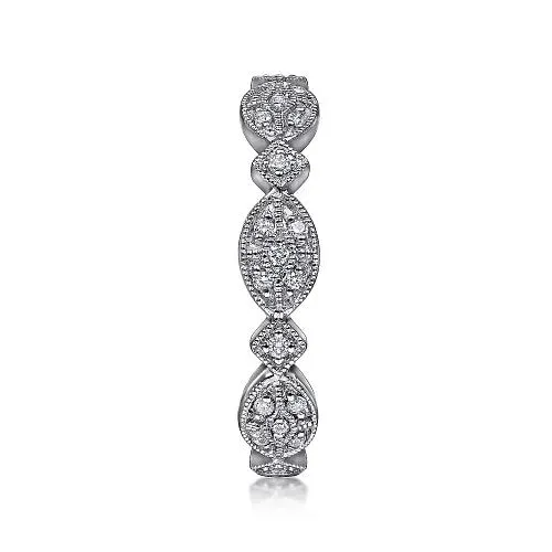 GABRIEL & CO. Rings | 14K White Gold Marquise Station Pave Diamond Stackable Ring