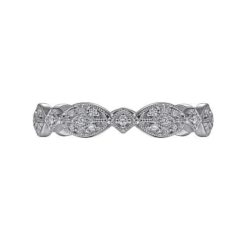 GABRIEL & CO. Rings | 14K White Gold Marquise Station Pave Diamond Stackable Ring