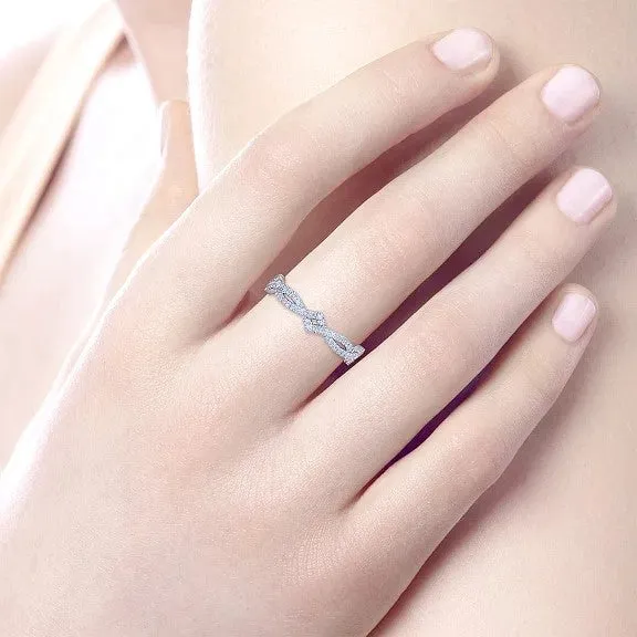 GABRIEL & CO. Rings | 14K White Gold Twisted Diamond Stackable Ring