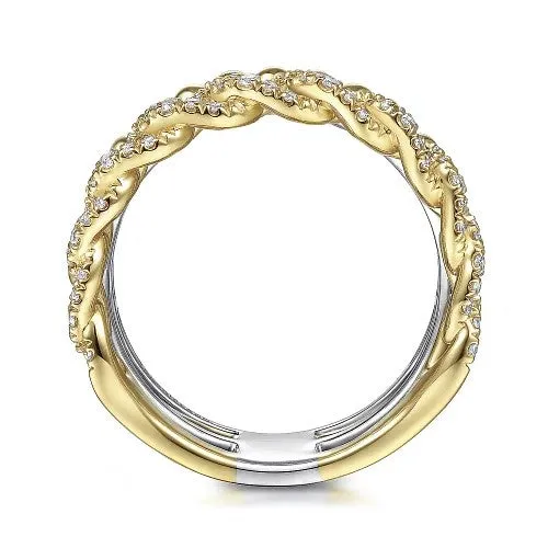 GABRIEL & CO. Rings | 14K White-Yellow Gold Bujukan Diamond Easy Stackable Ring