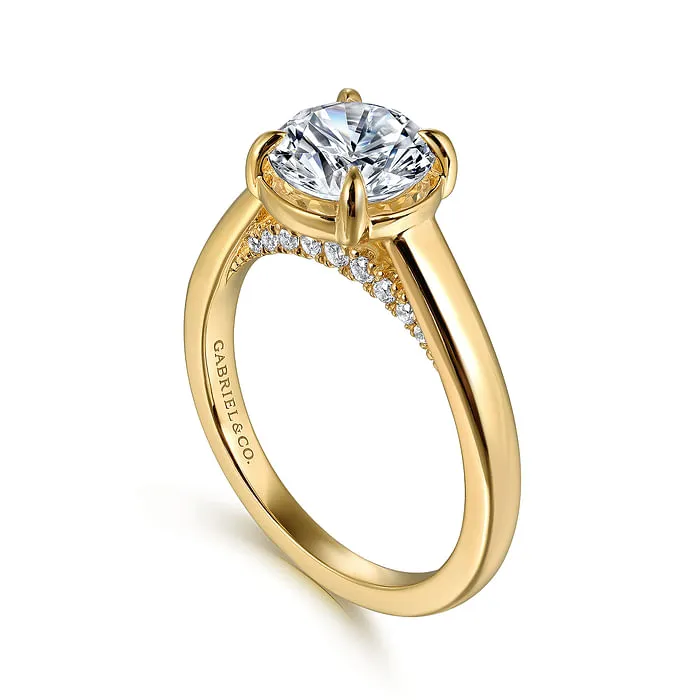 GABRIEL CO. Rings 14K Yellow Gold Round Diamond Engagement Ring