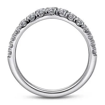 GABRIEL & CO. Rings | Annecy - Curved 14K White Gold French Pave Set Diamond Wedding Band - 0.5 ct