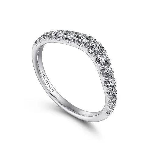 GABRIEL & CO. Rings | Annecy - Curved 14K White Gold French Pave Set Diamond Wedding Band - 0.5 ct