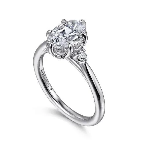 GABRIEL CO. Rings Blaise - 14K White Gold Oval Three Stone Diamond Engagement Ring (Setting Only)