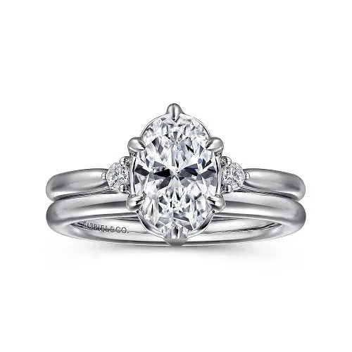 GABRIEL & CO. Rings | Blaise - 14K White Gold Oval Three Stone Diamond Engagement Ring (Setting Only)