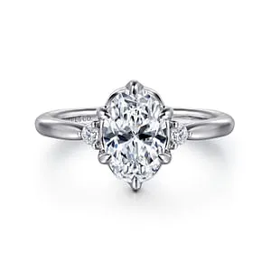 GABRIEL & CO. Rings | Blaise - 14K White Gold Oval Three Stone Diamond Engagement Ring (Setting Only)