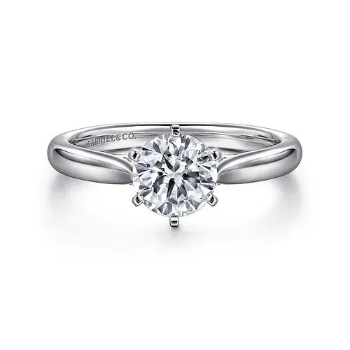 GABRIEL CO. Rings Cassie - 14K White Gold Round Diamond Engagement Ring (Setting Only)