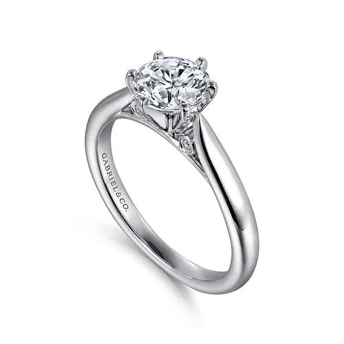 GABRIEL & CO. Rings | Cassie - 14K White Gold Round Diamond Engagement Ring (Setting Only)