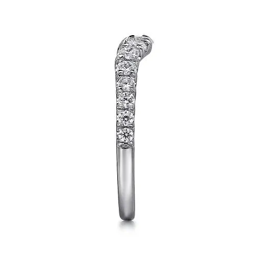 GABRIEL & CO. Rings | Chambery - Curved 14K White Gold French Pave Diamond Wedding Band - 0.5 ct