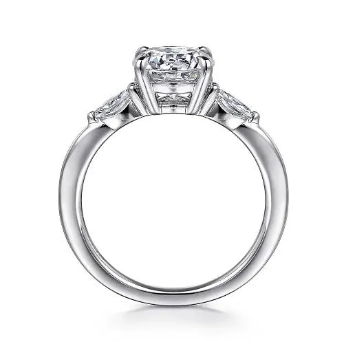 GABRIEL & CO. Rings | Dela - 14K White Gold Round Three Stone Diamond Engagement Ring (Setting Only)