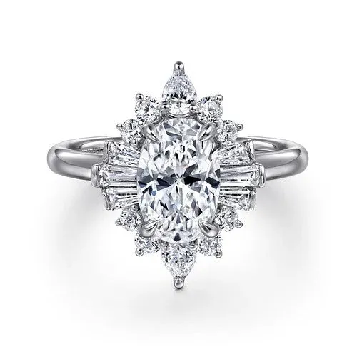 GABRIEL CO. Rings Emarie - 14K White Gold Oval Halo Diamond Engagement Ring (Setting Only)